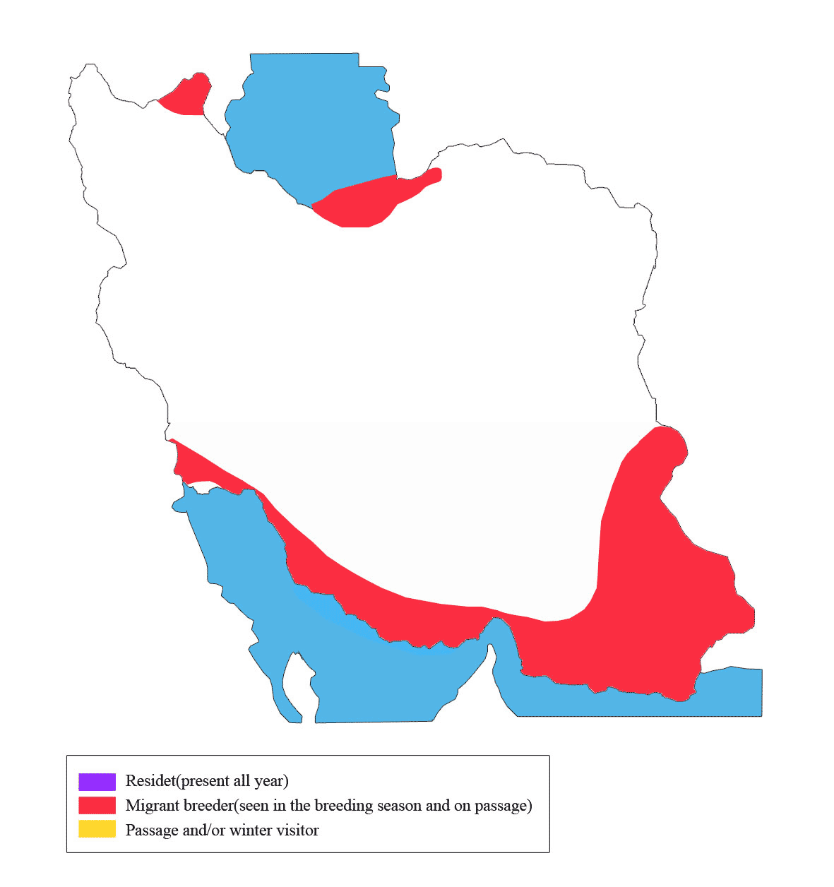 نقشه پراکندگی دراج، سیاه خروس قفقازی